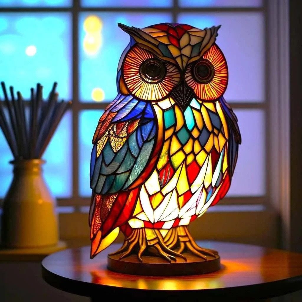 Merlin | Colorful Glass Magic Lamp in the Shape of an Owl