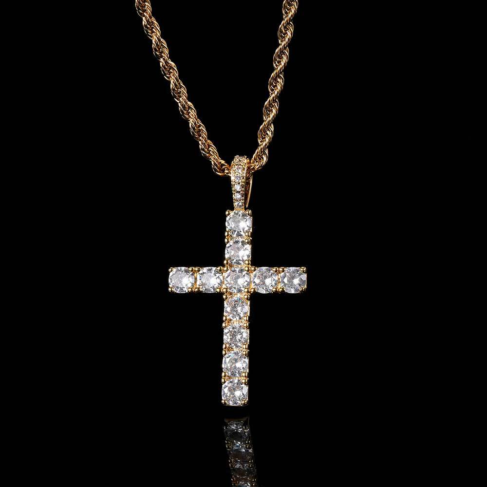 Moissanite cross necklace | White Gold 18k