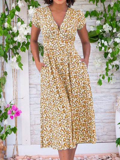 Alexa | Button-Front Midi Dress