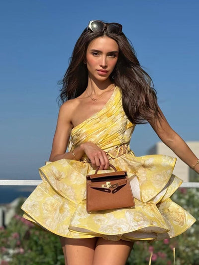 Daphne | Floral One Shoulder Mini Dress