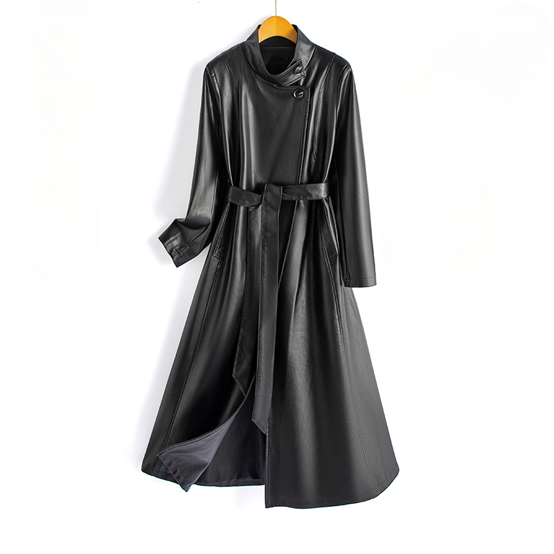 Claire Leather Wrap Coat