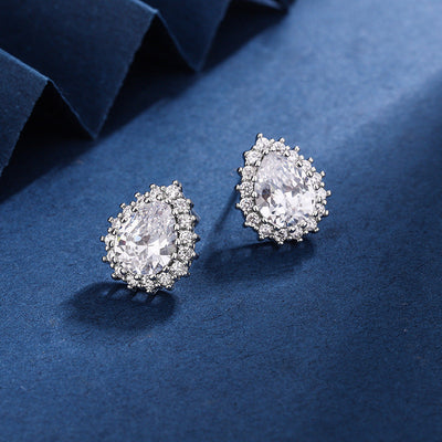 Aria Teardrop White Set | White Gold 16k