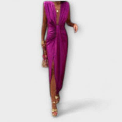 Leonora - Sophisticated Deep V-Neck Dress