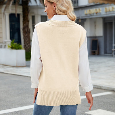 Valeria™ | Fitted V-Neck Knit Vest
