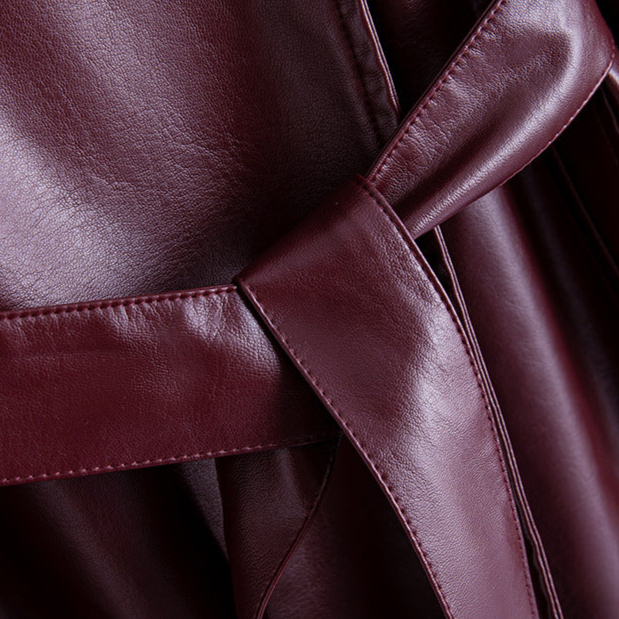 Claire Leather Wrap Coat