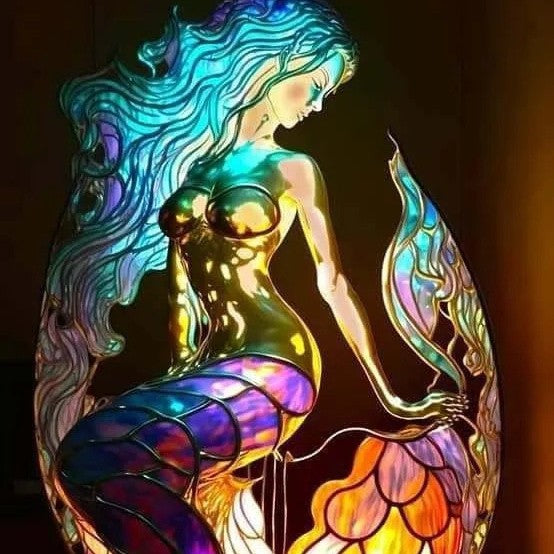 Arielle | Magical Mermaid Lamp with Colored Glass
