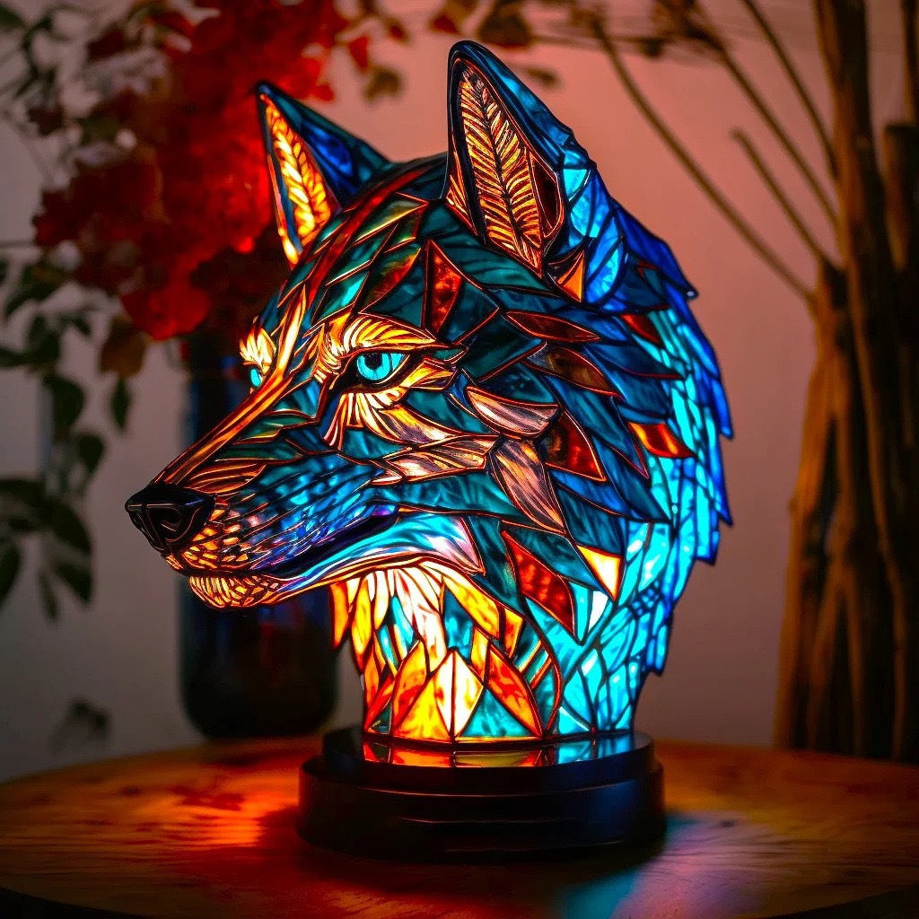 Blaze | Colored Glass Wolf Magic Lamp