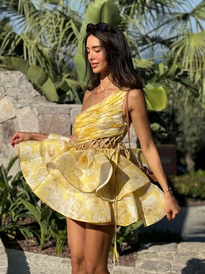 Daphne | Floral One Shoulder Mini Dress