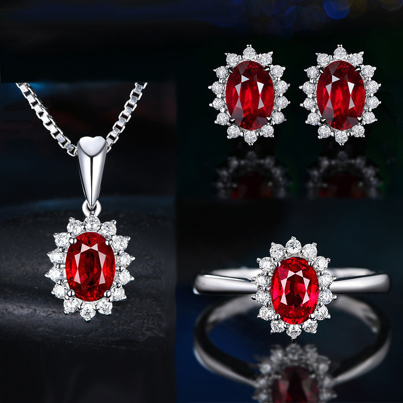 Sophia Fleurane Red Set | White Gold 16k