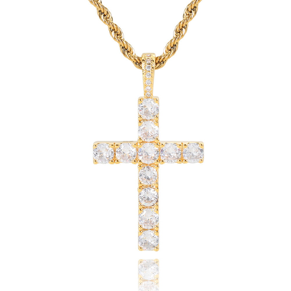 Moissanite cross necklace | White Gold 18k