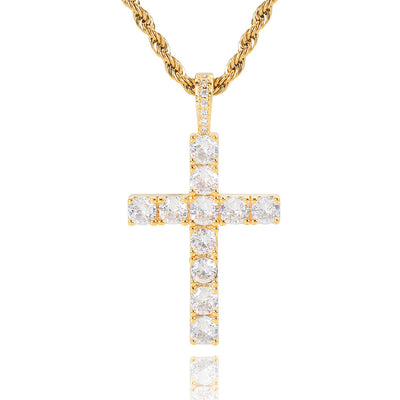 Moissanite cross necklace | White Gold 18k