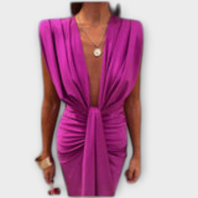 Leonora - Sophisticated Deep V-Neck Dress