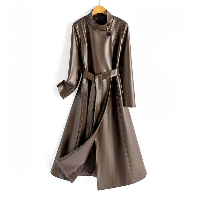 Claire Leather Wrap Coat