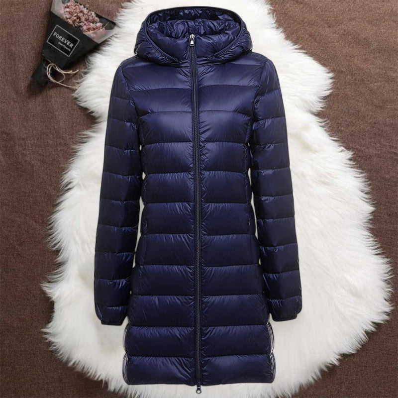 THE LIORA LONG PUFFER COAT | DARKBLUE