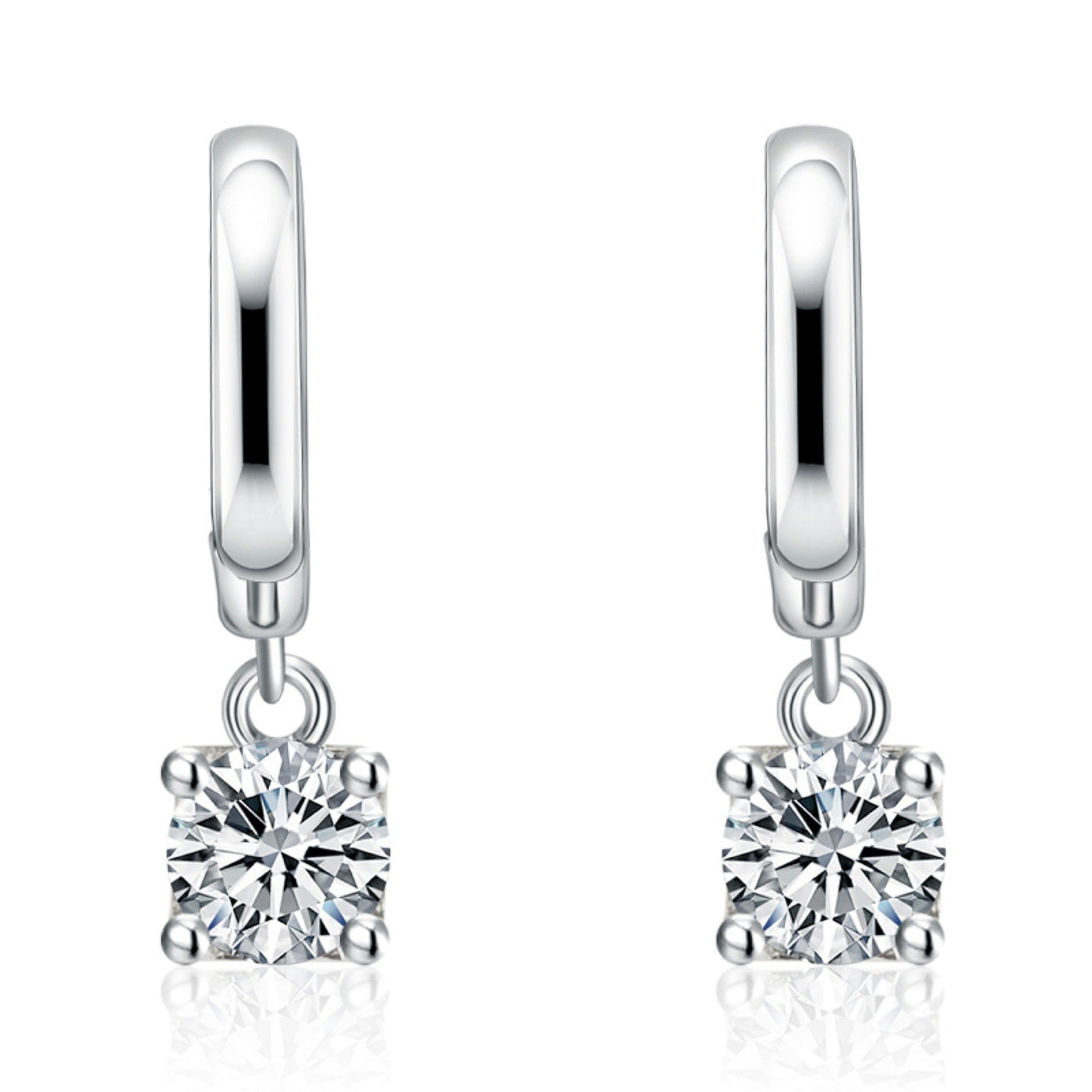 Aurora Square Drop Earrings | White gold 16k