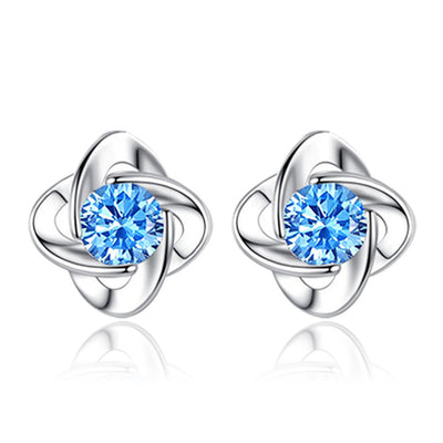 Seren Clover Loop Set Blue | White Gold 16k