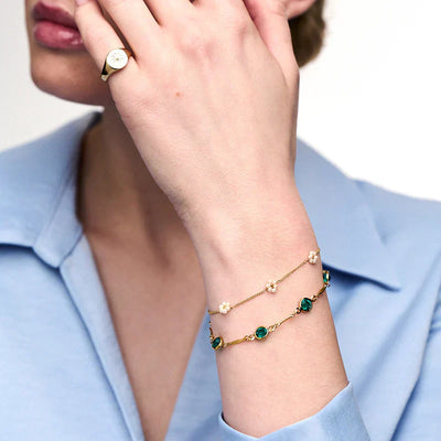 Emerald Link Chain Bracelet | Gold 18k