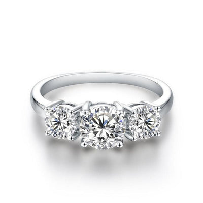 Clare Triple Stone Ring | White gold 16k