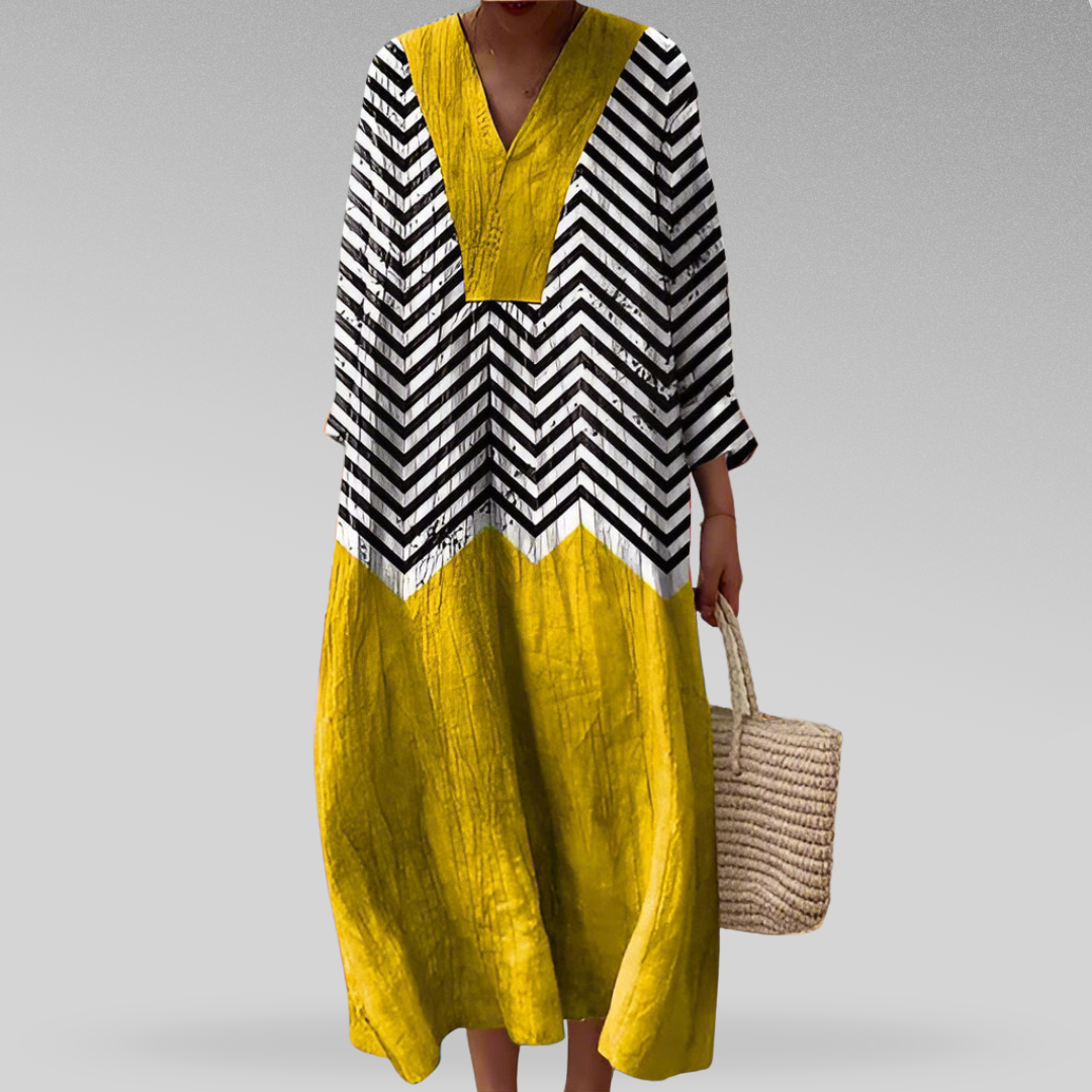Nayora – Graphic Contrast Maxi Dress for Women
