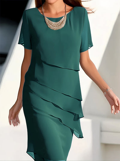 Avencea - High-Quality Pleated Chiffon Dress - Elegant Design
