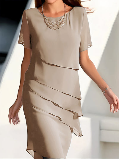 Avencea - High-Quality Pleated Chiffon Dress - Elegant Design