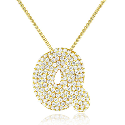14K Gold Bubble Letter Necklace