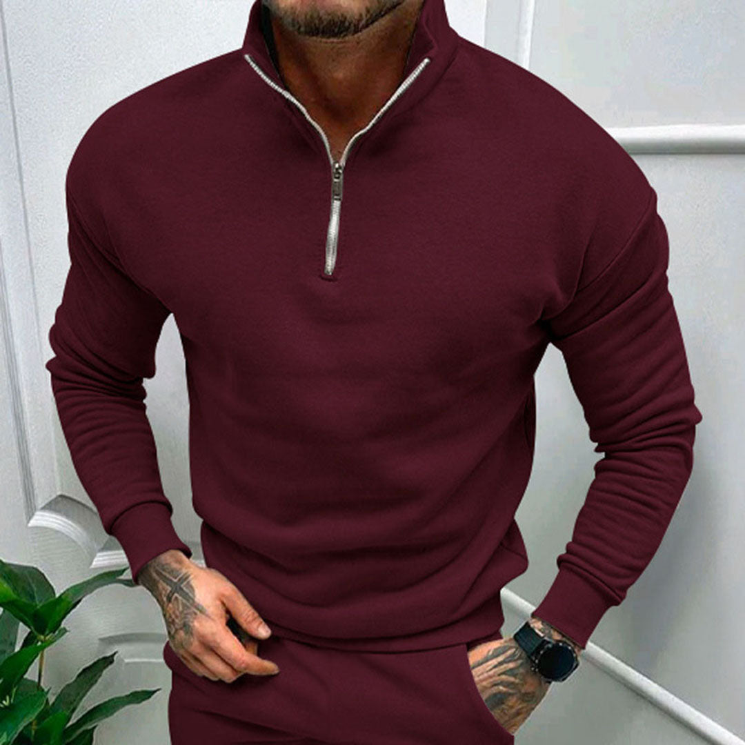 Avencea - Men's Sweater with Half Zipper