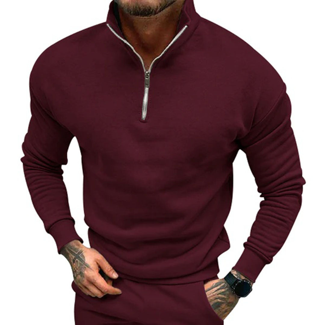 Avencea - Men's Sweater with Half Zipper