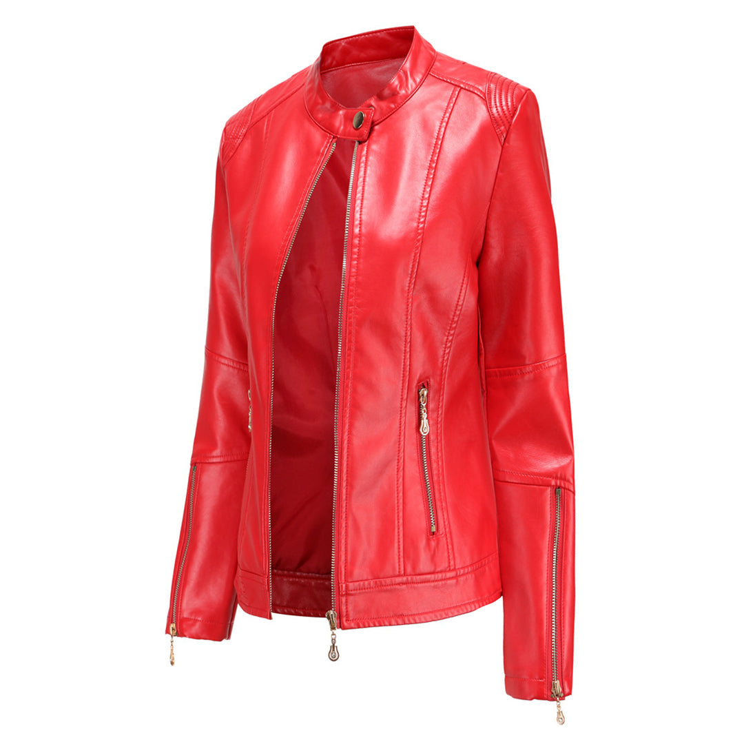 Avencea - Stylish PU Leather Jacket