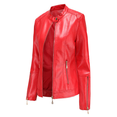 Avencea - Stylish PU Leather Jacket