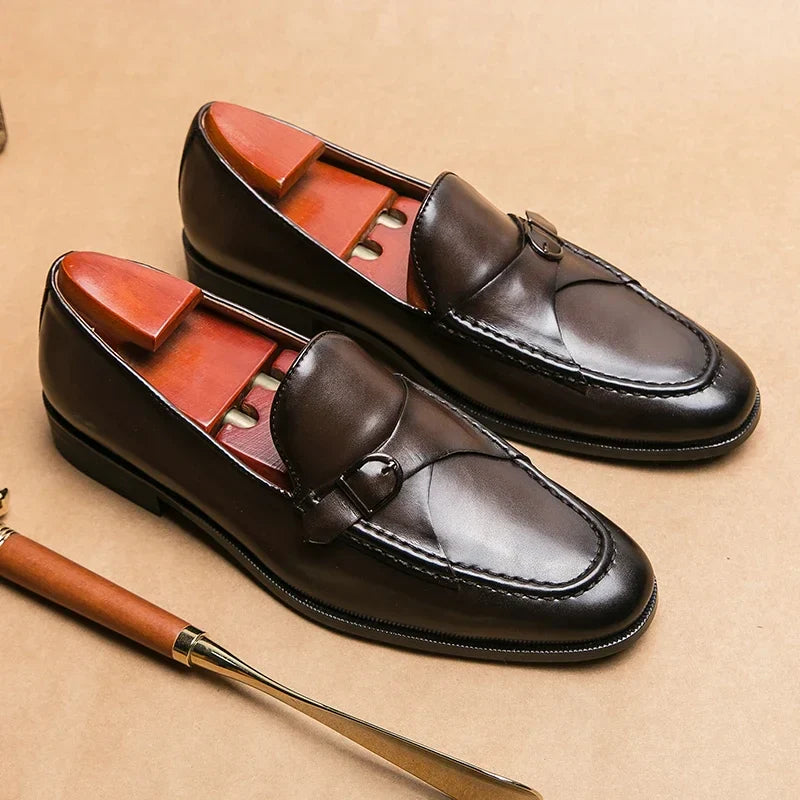"Marco Bellini" Leather Buckle Loafers