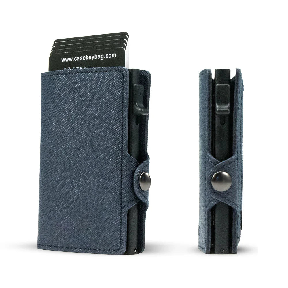 Men’s Slim RFID Leather Wallet – Pop-Up Card Holder with Coin Purse