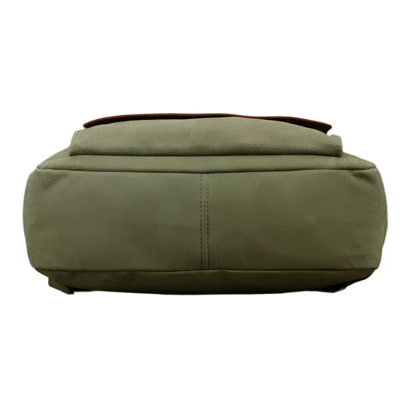 Genuine Leather & Canvas Rucksack | Vintage College Laptop Backpack