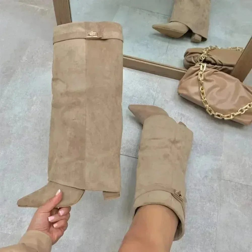 Mia | Women’s Leather Thigh-High Boots with Buckle