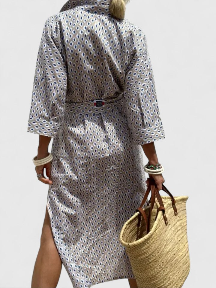 Amarise | Striped Belted Shirt Dress