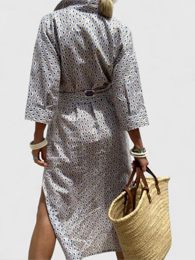 Amarise | Striped Belted Shirt Dress