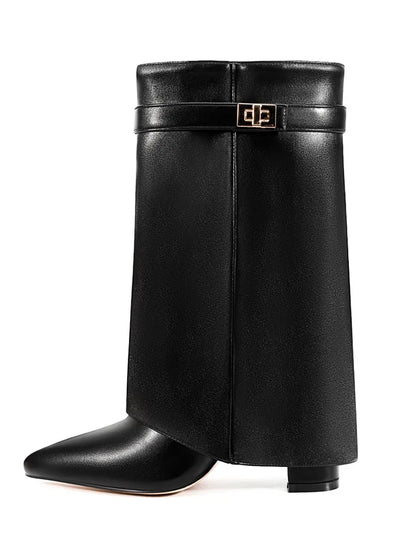 Mia | Women’s Leather Thigh-High Boots with Buckle