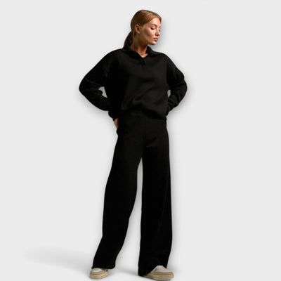 Ladies' knit set with wide pants and loose sweater