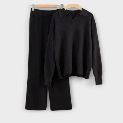 Ladies' knit set with wide pants and loose sweater