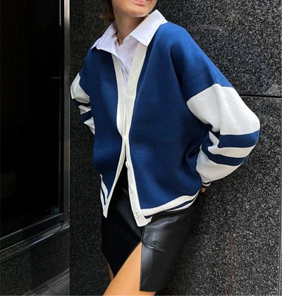 Relaxed V-Neck Knit Cardigan