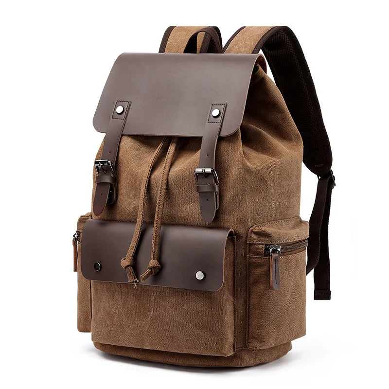 Vinthentic Men’s Vintage Canvas Backpack – Large Capacity Laptop Travel School Bag