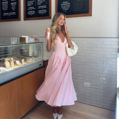 Romina | Plaid Print Midi Dress