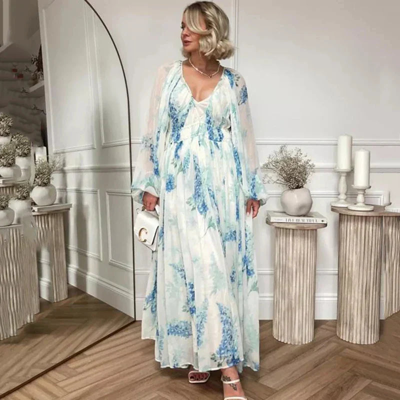 Nora | Blue Ocean Maxi Dress