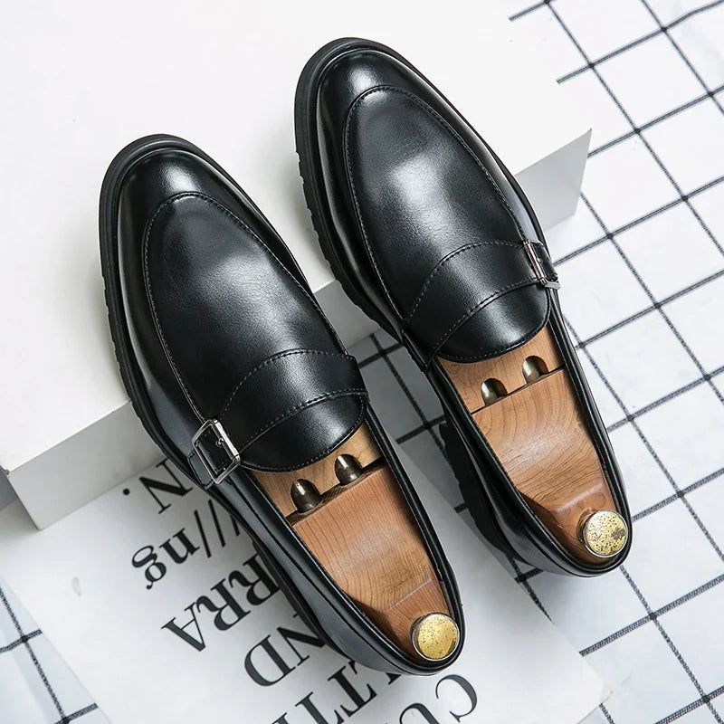 Maurice Allard Buckle Strap Leather Loafers