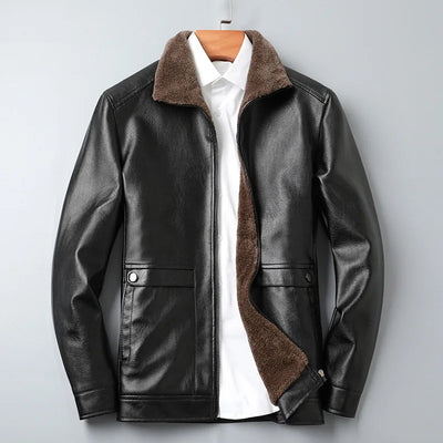 "Cammino Reale" Fur Collar Leather Jacket