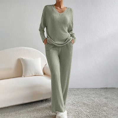 Avencea - 2-Piece Lounge Set - Ribbed Pattern