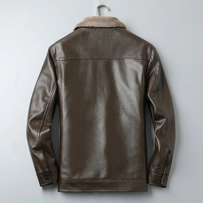 "Cammino Reale" Fur Collar Leather Jacket