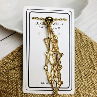 Golden Tranquil Crystal Pouch Necklace