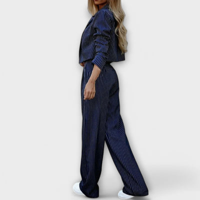 Elegant Set for Women with Stripes and Blazer and Trousers