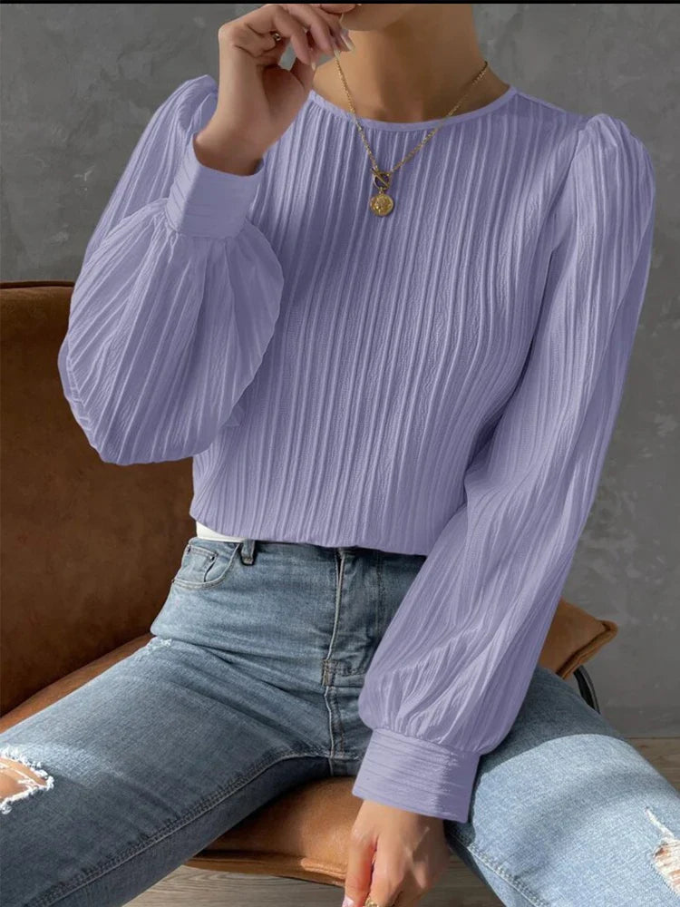NORTHLINE STUDIO | TEXTURED LONG SLEEVE BLOUSE